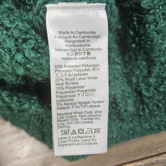 J Crew Sweater Womens Med Green Wool Alpaca Blend Bouclé Mockneck Cozy Minimal - Picture 6 of 7